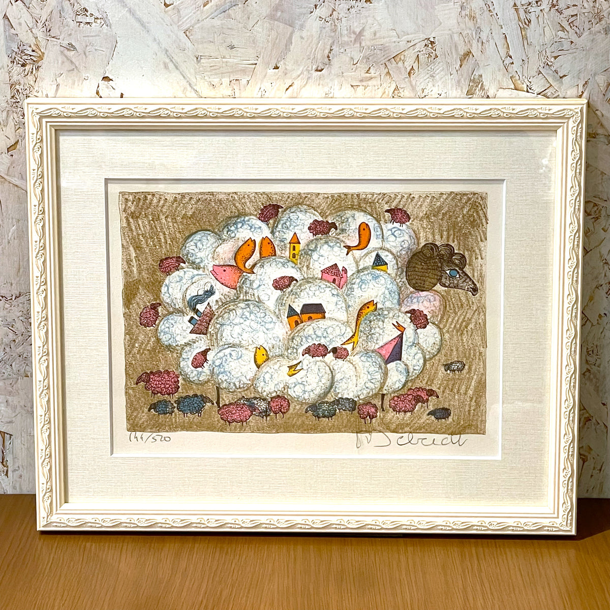 フランス アート リトグラフ 壁掛け 絵画 羊 France lithograph