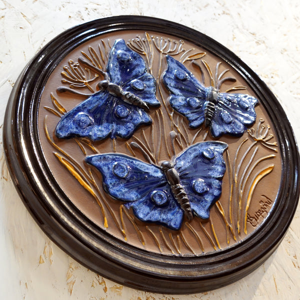 陶板 ブルーの蝶々たち  ガブリエル スウェーデン Gabriel Sweden バタフライ 陶器 アート ON01