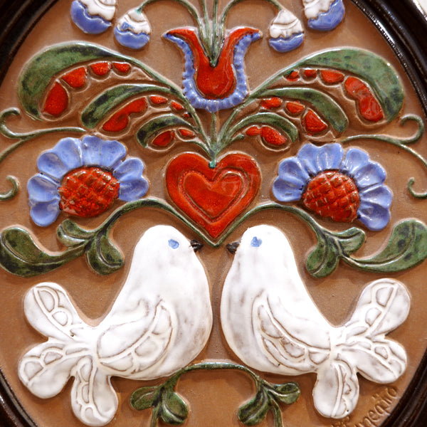 陶板 向き合う２羽の鳥  楕円 ガブリエル スウェーデン Gabriel Sweden 鳥 バード オーバル 陶器 アート ON01