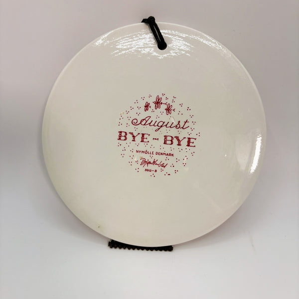 Bjorn Wiinblad マンスリープレート 8月 BYE-BYE　ビヨン ヴィンブラッド   【裏面状態B】 NYMOLLE 二モール Red 赤 Denmark デンマーク　陶板