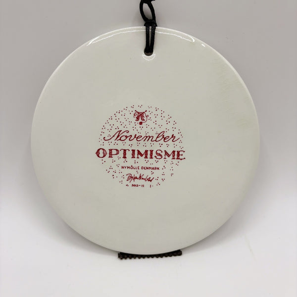 Bjorn Wiinblad　マンスリープレート11月「OPTIMISME」　Red　　【裏面状態B】　ビヨン・ヴィンブラッド　NYMOLLE　二モール　デンマーク　陶板 北欧