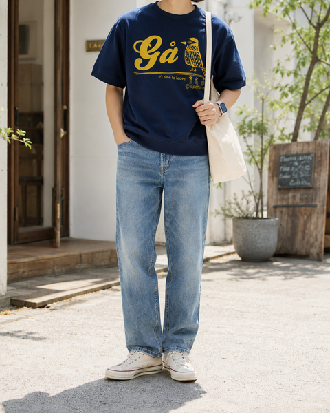 Ga バード アペテラ オリジナルデザイン 半袖スウェット ネイビー It's time to leave.