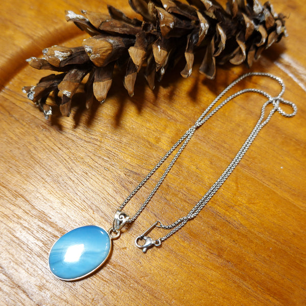 【新品】 ネックレス  シルバー スウェディッシュブルー アクセサリー ジュエリー スウェーデン Swedish Blue Plain Pendant Oval L MediumBlue Sweden