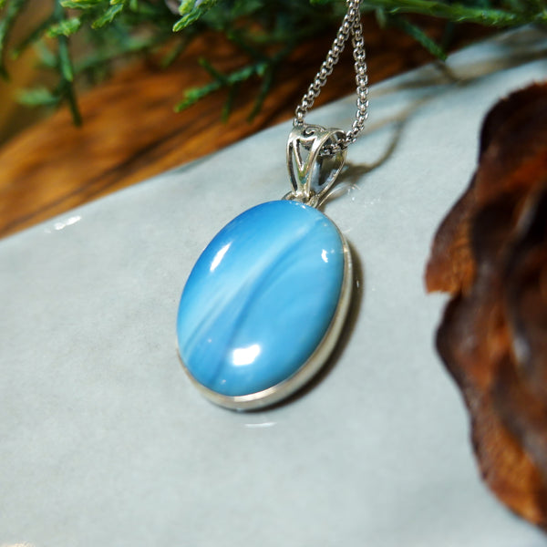 【新品】 ネックレス  シルバー スウェディッシュブルー アクセサリー ジュエリー スウェーデン Swedish Blue Plain Pendant Oval L MediumBlue Sweden