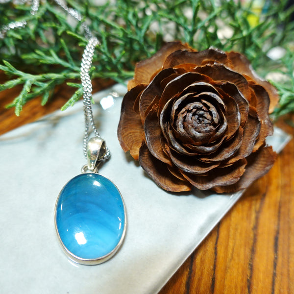 【新品】 ネックレス  シルバー スウェディッシュブルー アクセサリー ジュエリー スウェーデン Swedish Blue Plain Pendant Oval L DarkBlue Sweden