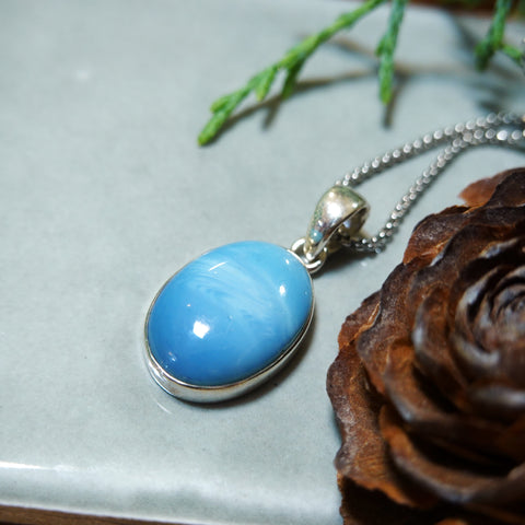 【新品】 ネックレス  シルバー スウェディッシュブルー アクセサリー ジュエリー スウェーデン Swedish Blue Plain Pendant Oval M MediumBlue Sweden