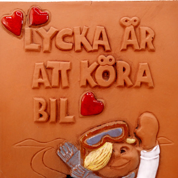陶板 LYCKA ÄR ATT KÖRA BIL Jie gantofta    Sweden ヴィンテージ　スウェーデン