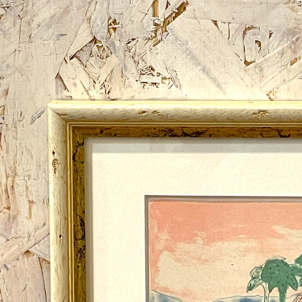 スウェーデン アート リトグラフ 壁掛け 絵画 私の風景の中のライオン ヘルムトルート二ストロム A lion in my landscape  Sweden lithograph Helmtrud Nystrom 【額送A】