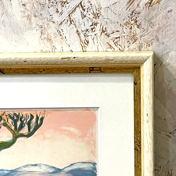 スウェーデン アート リトグラフ 壁掛け 絵画 私の風景の中のライオン ヘルムトルート二ストロム A lion in my landscape  Sweden lithograph Helmtrud Nystrom 【額送A】