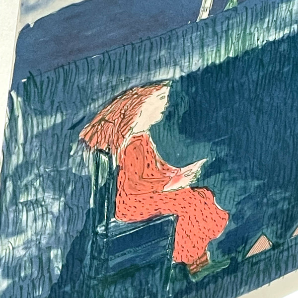 スウェーデン アート リトグラフ 壁掛け 絵画 私の風景の中のライオン ヘルムトルート二ストロム A lion in my landscape  Sweden lithograph Helmtrud Nystrom 【額送A】