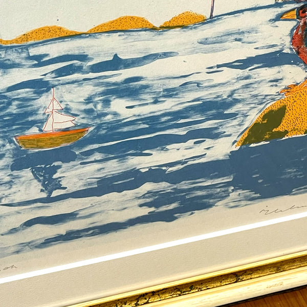 スウェーデン アート リトグラフ 壁掛け 絵画 群島のビジョン ヘルムトルート二ストロム archipelago vision  Sweden lithograph Helmtrud Nystrom 【額送A】