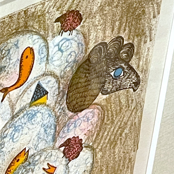 フランス アート リトグラフ 壁掛け 絵画 羊 France lithograph Francoise Deberdt【額送A】