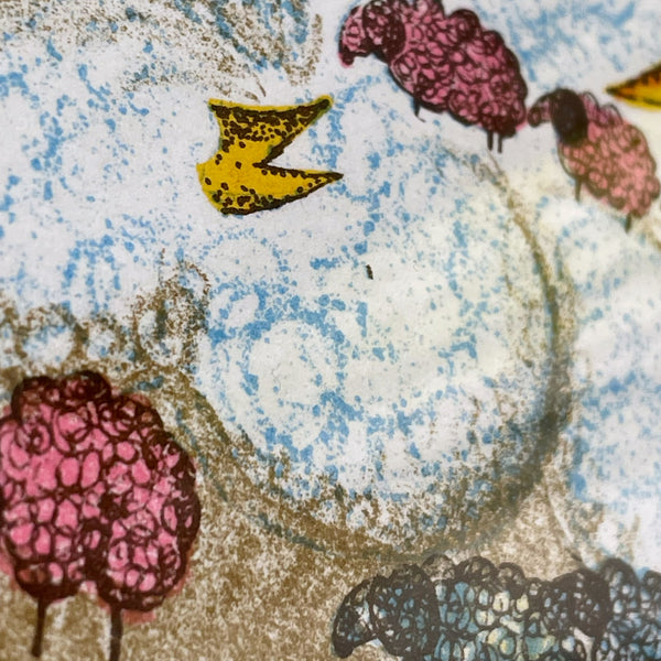 フランス アート リトグラフ 壁掛け 絵画 羊 France lithograph Francoise Deberdt【額送A】
