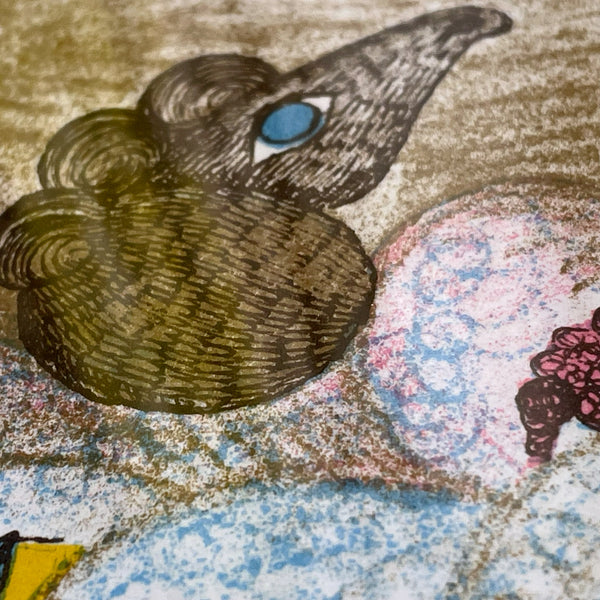 フランス アート リトグラフ 壁掛け 絵画 羊 France lithograph Francoise Deberdt【額送A】