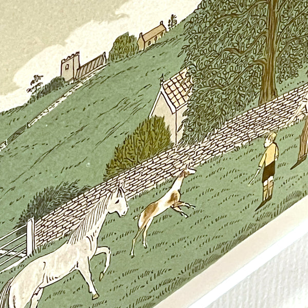 イングランド アート リトグラフ 壁掛け 絵画 馬と家族とお家 England lithograph Vincent Haddelsey【額送A】