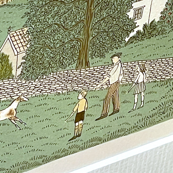 イングランド アート リトグラフ 壁掛け 絵画 馬と家族とお家 England lithograph Vincent Haddelsey【額送A】
