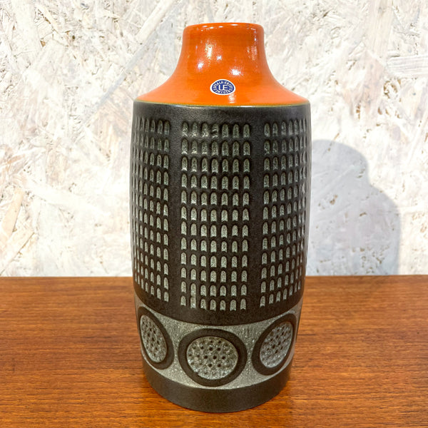 フラワーベース 花瓶 激レア品 グレー オレンジ Grey Orange ウプサラエクビー マリシムルソン Upsala Ekeby 北欧 ヴィンテージ スウェーデン Sweden Cityシリーズ Mari Simmulson