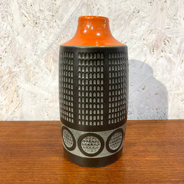 フラワーベース 花瓶 激レア品 グレー オレンジ Grey Orange ウプサラエクビー マリシムルソン Upsala Ekeby 北欧 ヴィンテージ スウェーデン Sweden Cityシリーズ Mari Simmulson
