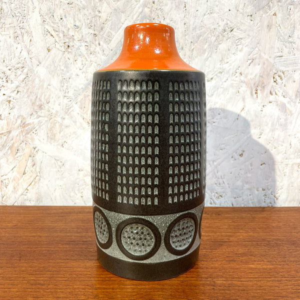 フラワーベース 花瓶 激レア品 グレー オレンジ Grey Orange ウプサラエクビー マリシムルソン Upsala Ekeby 北欧 ヴィンテージ スウェーデン Sweden Cityシリーズ Mari Simmulson