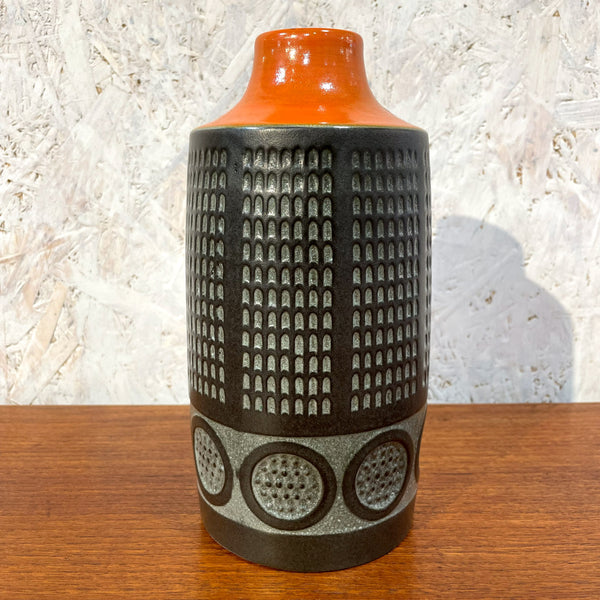 フラワーベース 花瓶 激レア品 グレー オレンジ Grey Orange ウプサラエクビー マリシムルソン Upsala Ekeby 北欧 ヴィンテージ スウェーデン Sweden Cityシリーズ Mari Simmulson