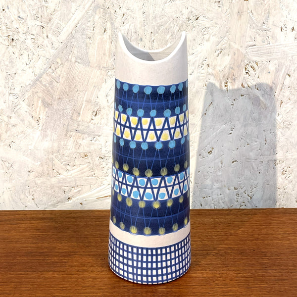 フラワーベース 花瓶 レア品  ホワイト ブルー white blue ウプサラエクビー マリシムルソン Upsala Ekeby 北欧 ヴィンテージ スウェーデン Sweden Peruシリーズ Mari Simmulson