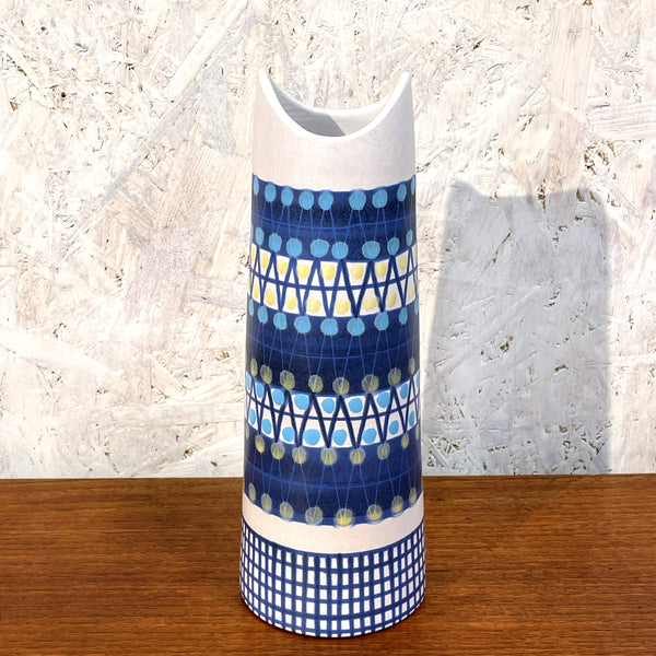 フラワーベース 花瓶 レア品  ホワイト ブルー white blue ウプサラエクビー マリシムルソン Upsala Ekeby 北欧 ヴィンテージ スウェーデン Sweden Peruシリーズ Mari Simmulson