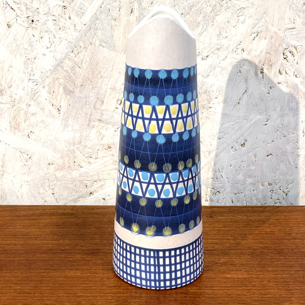 フラワーベース 花瓶 レア品  ホワイト ブルー white blue ウプサラエクビー マリシムルソン Upsala Ekeby 北欧 ヴィンテージ スウェーデン Sweden Peruシリーズ Mari Simmulson