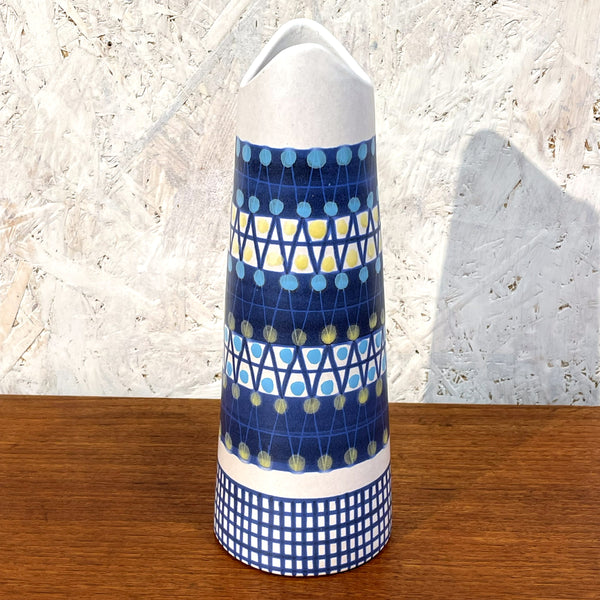 フラワーベース 花瓶 レア品  ホワイト ブルー white blue ウプサラエクビー マリシムルソン Upsala Ekeby 北欧 ヴィンテージ スウェーデン Sweden Peruシリーズ Mari Simmulson