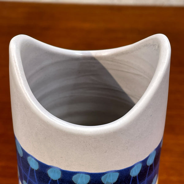 フラワーベース 花瓶 レア品  ホワイト ブルー white blue ウプサラエクビー マリシムルソン Upsala Ekeby 北欧 ヴィンテージ スウェーデン Sweden Peruシリーズ Mari Simmulson