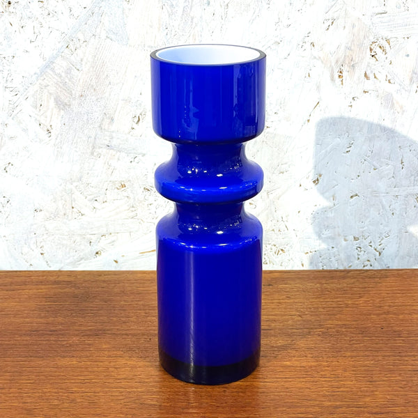 フラワーベース 花瓶 ガラス レア品 ブルー Blue Alsterfors Per Olof Strom 北欧 ヴィンテージ スウェーデン Sweden