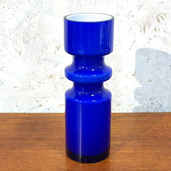 フラワーベース 花瓶 ガラス レア品 ブルー Blue Alsterfors Per Olof Strom 北欧 ヴィンテージ スウェーデン Sweden