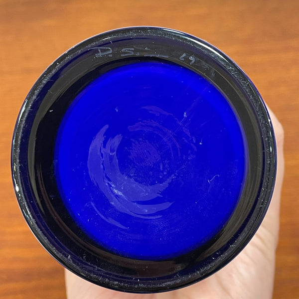 フラワーベース 花瓶 ガラス レア品 ブルー Blue Alsterfors Per Olof Strom 北欧 ヴィンテージ スウェーデン Sweden