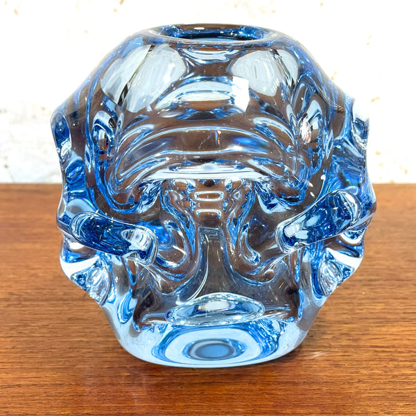 フラワーベース 花瓶 ガラス レア品 ブルー Blue オーセダ Aseda  北欧 ヴィンテージ スウェーデン Sweden