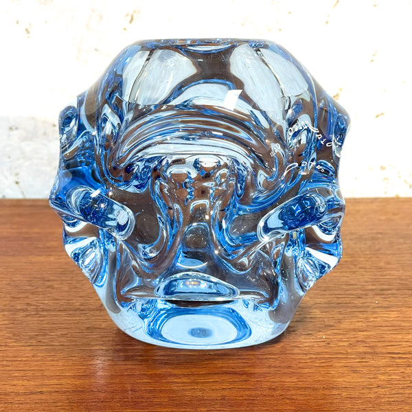 フラワーベース 花瓶 ガラス レア品 ブルー Blue オーセダ Aseda  北欧 ヴィンテージ スウェーデン Sweden