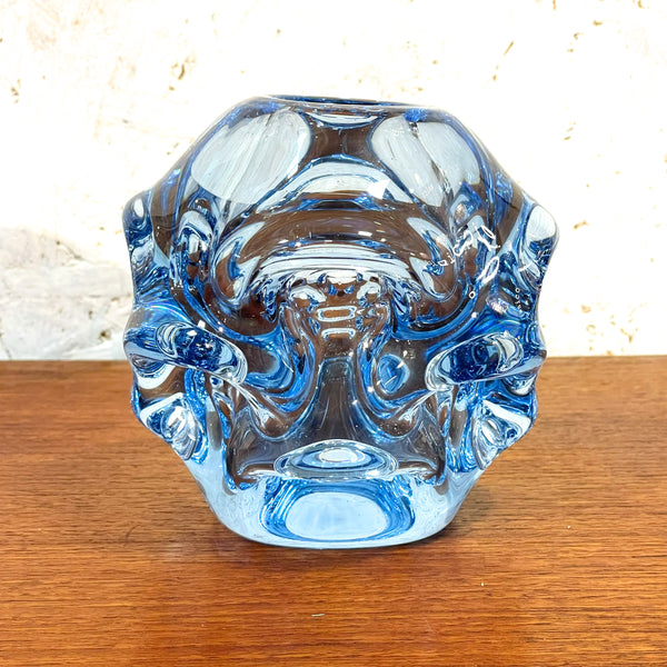 フラワーベース 花瓶 ガラス レア品 ブルー Blue オーセダ Aseda  北欧 ヴィンテージ スウェーデン Sweden