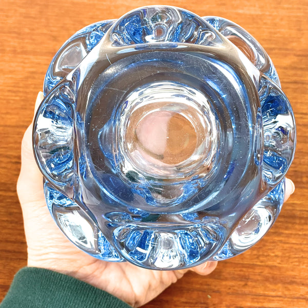 フラワーベース 花瓶 ガラス レア品 ブルー Blue オーセダ Aseda  北欧 ヴィンテージ スウェーデン Sweden