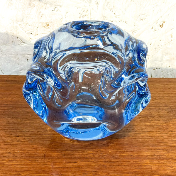 フラワーベース 花瓶 ガラス レア品 ブルー Blue オーセダ Aseda  北欧 ヴィンテージ スウェーデン Sweden