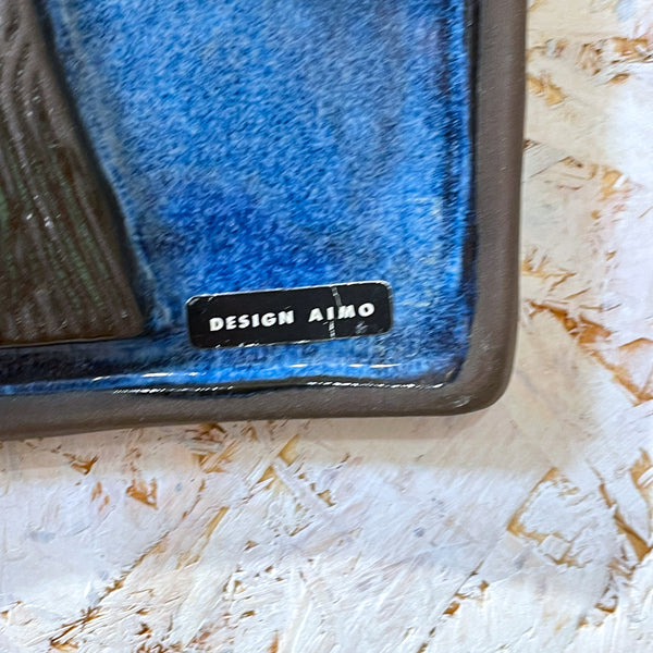 陶板 ヴィンテージ レア品  スウェーデン 木 青 Blue ジイ・カントフタ  Vintage Aimo Nietosvuori Jie gantofta Sweden