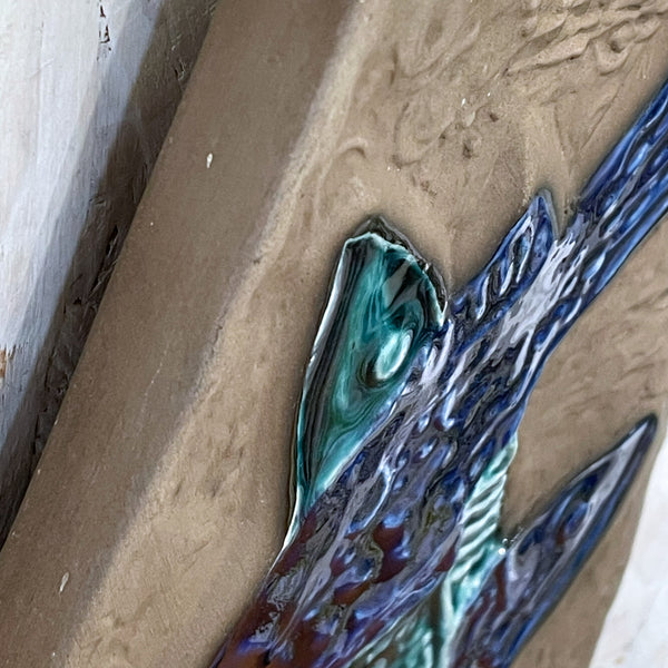 陶板 ヴィンテージ スウェーデン 青 Blue 魚 ウプサラエクビー  Vintage Ester Wallin Upsala Ekeby Sweden