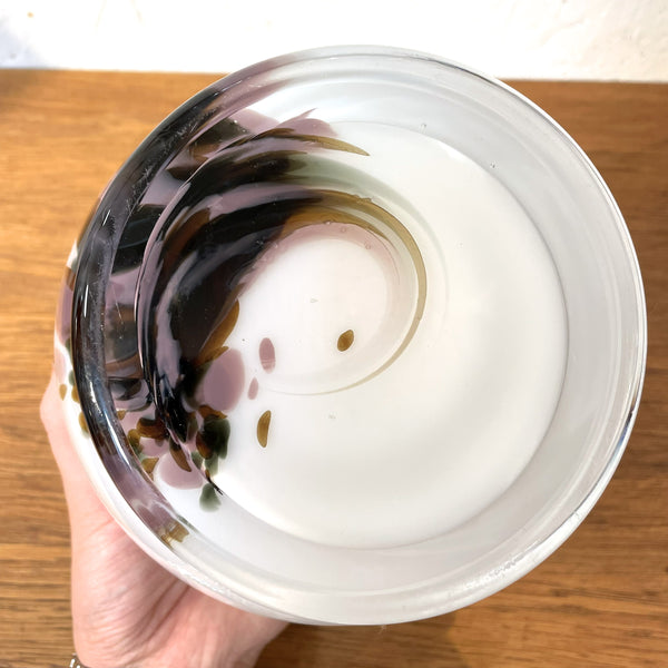 ボウル ガラス マーブル ホワイト White Holmegaard Najadeシリーズ Per Lutken 北欧 ヴィンテージ ホルムガード デンマーク Denmark