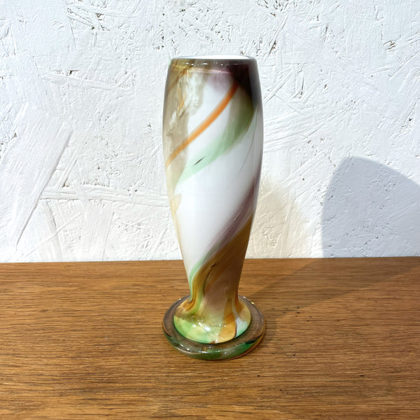 フラワーベース 花瓶 ガラス マーブル ホワイト White Holmegaard CASCADEシリーズ Per Lutken 北欧 ヴィンテージ ホルムガード デンマーク Denmark