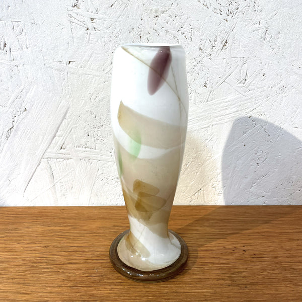 フラワーベース 花瓶 ガラス マーブル ホワイト White Holmegaard CASCADEシリーズ Per Lutken 北欧 ヴィンテージ ホルムガード デンマーク Denmark