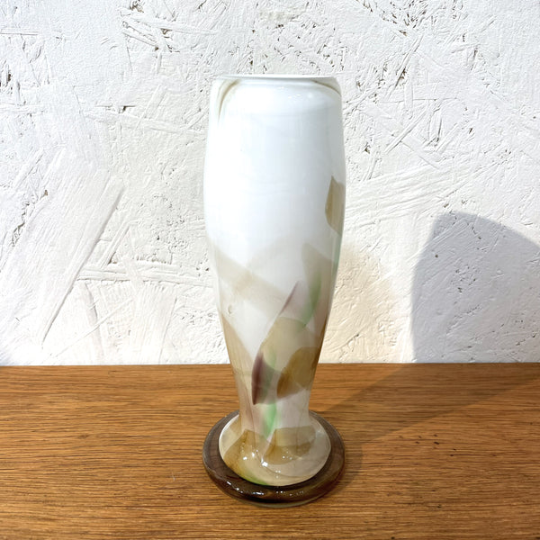 フラワーベース 花瓶 ガラス マーブル ホワイト White Holmegaard CASCADEシリーズ Per Lutken 北欧 ヴィンテージ ホルムガード デンマーク Denmark