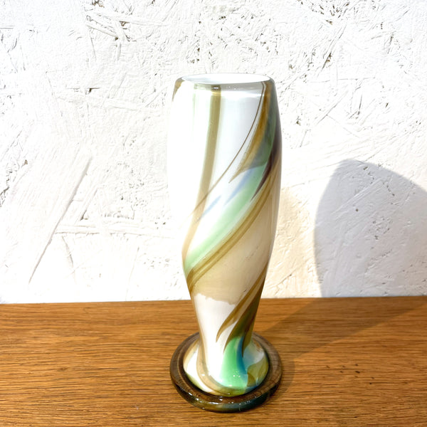フラワーベース 花瓶 ガラス マーブル ホワイト White Holmegaard CASCADEシリーズ Per Lutken 北欧 ヴィンテージ ホルムガード デンマーク Denmark