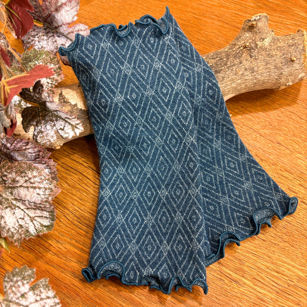 リストウォーマー  ウール 青 blue  スウェーデン エドゥルスドッター Rhombus majolika blue Edursdotter wool sweden wrist warmers
