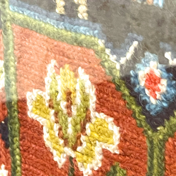 スウェーデン アート ヴィンテージ 刺繍 青い鳥とロバに乗る人 ツヴィスト Tvist  壁掛け 北欧 vintage 【額送A】