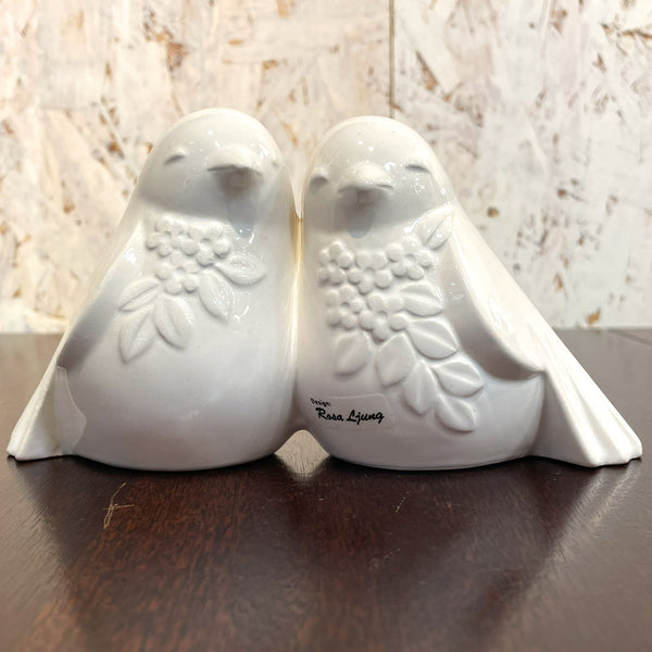 フィギュア DECO Rosa Ljung ホワイト White 鳥 寄り添い合う2羽の鳥  北欧 ヴィンテージ スウェーデン Sweden