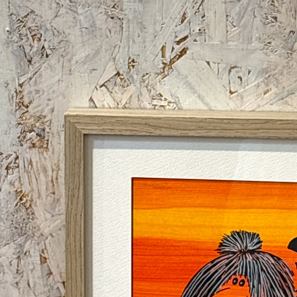 スウェーデン アート ハイジランゲ ハンドペイント 壁掛け 絵画 トロール家族 Sweden  Heidi Lange【額送A】
