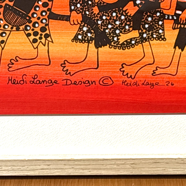 スウェーデン アート ハイジランゲ ハンドペイント 壁掛け 絵画 トロール家族 Sweden  Heidi Lange【額送A】