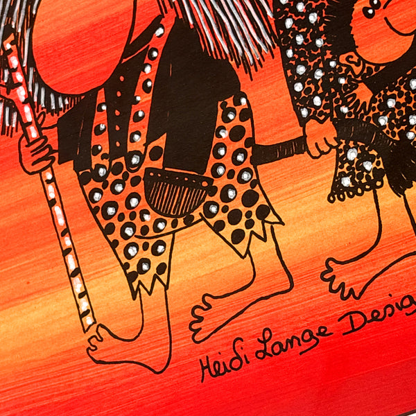 スウェーデン アート ハイジランゲ ハンドペイント 壁掛け 絵画 トロール家族 Sweden  Heidi Lange【額送A】